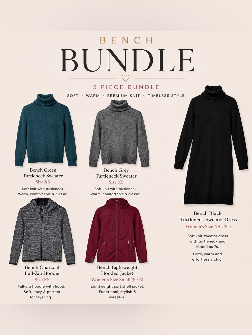 Bench Sweaters & Jacket Bundle Women’s XS/S